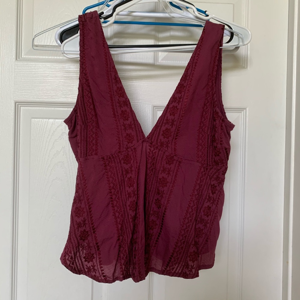 Free People Raspberry Peplum Top